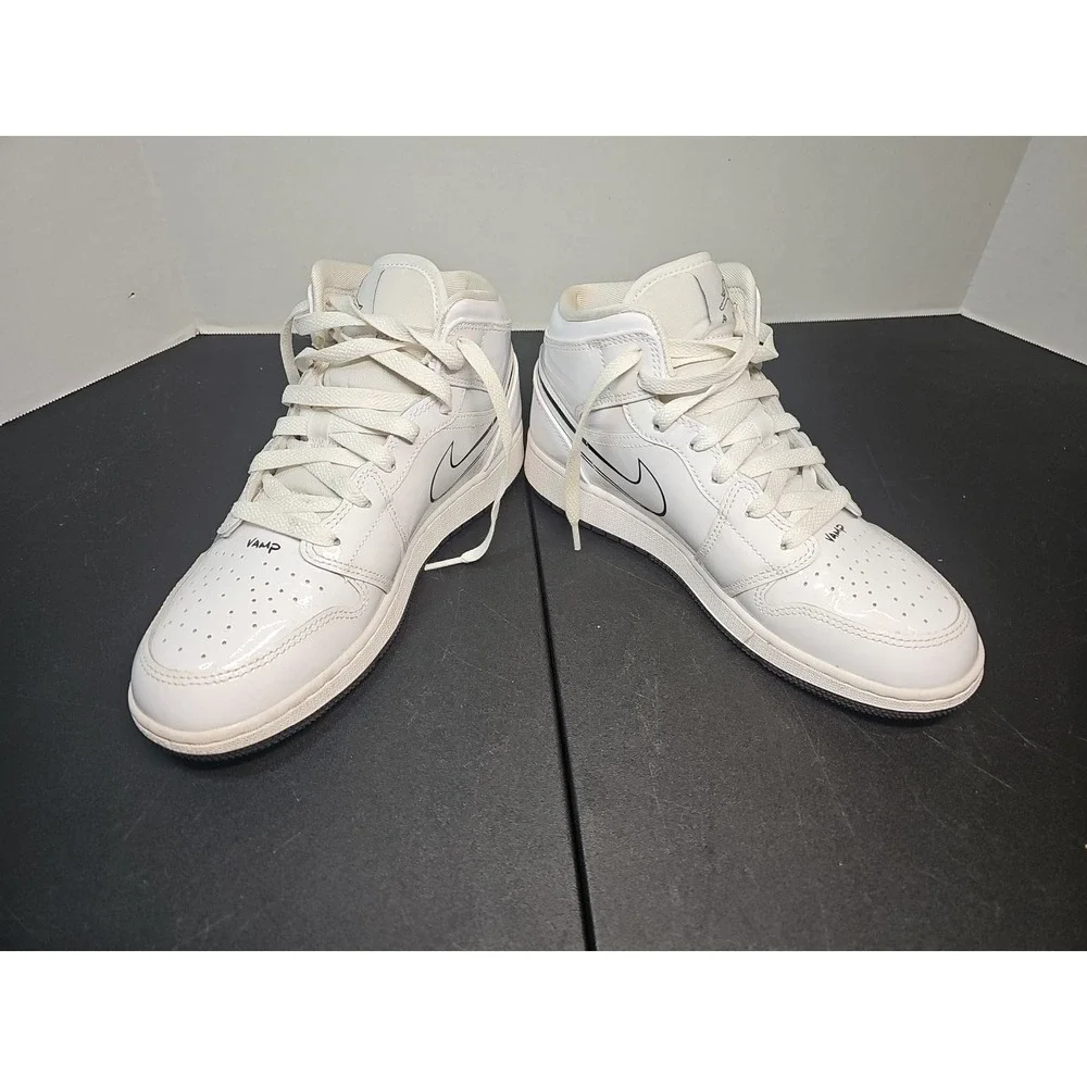 Nike Air Jordan 1 Mid GS Schematics White Black DQ1864-100 Women's 7